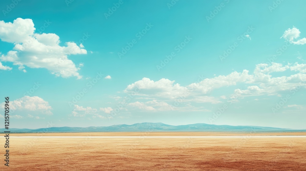 Obraz premium Expansive airstrip landscape with clear skies and vast empty space ideal for text placement and creative design applications