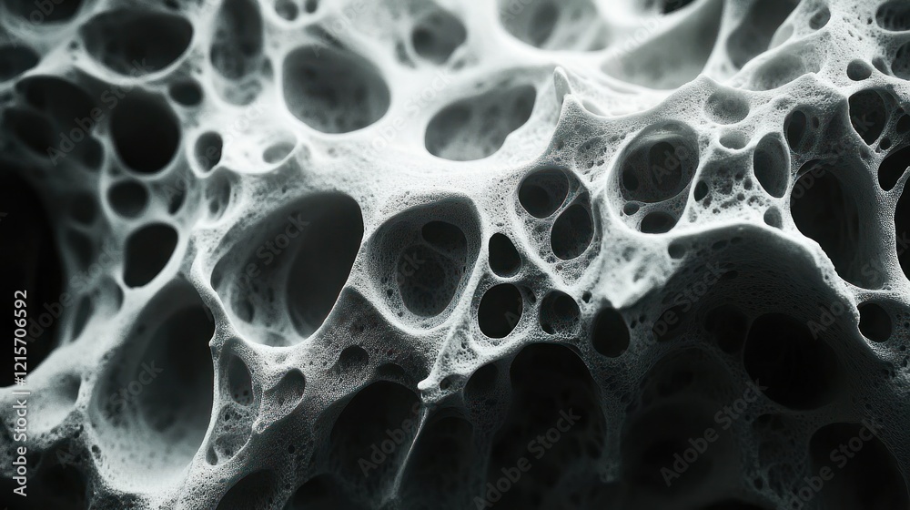 Porous texture, abstract background, grey, science, 3D render, medical illustration Porous texture, abstract background, grey, science, 3D render, medical illustration