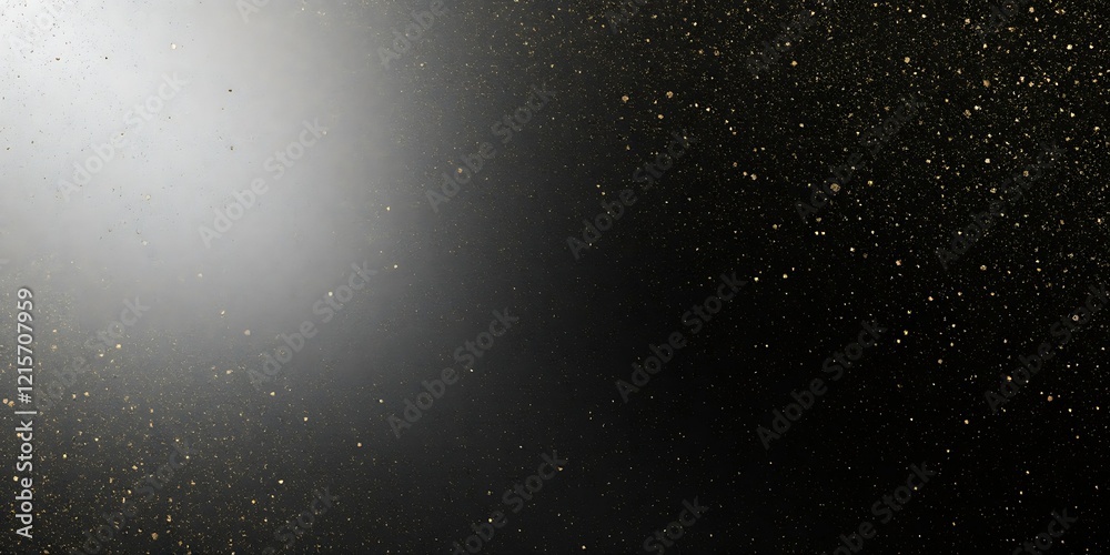 Fototapeta premium Golden dust particles in dark, light beam background. Website design