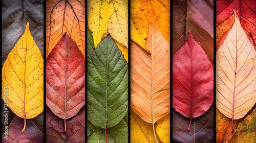 Colorful autumn leaves collage.