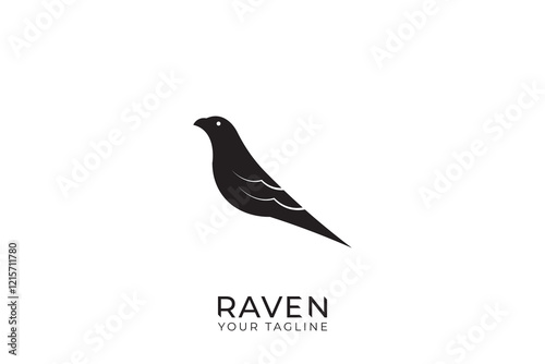 Raven bird silhouette logo, simple raven bird logo, black raven vector template