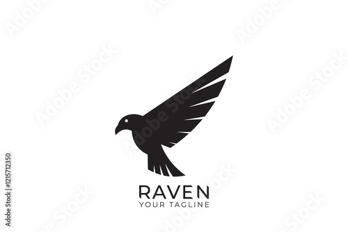 Raven bird silhouette logo, simple raven bird logo, black raven vector template