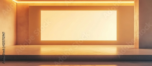 Modern minimalist interior with backlit empty space for text or display Copy Space