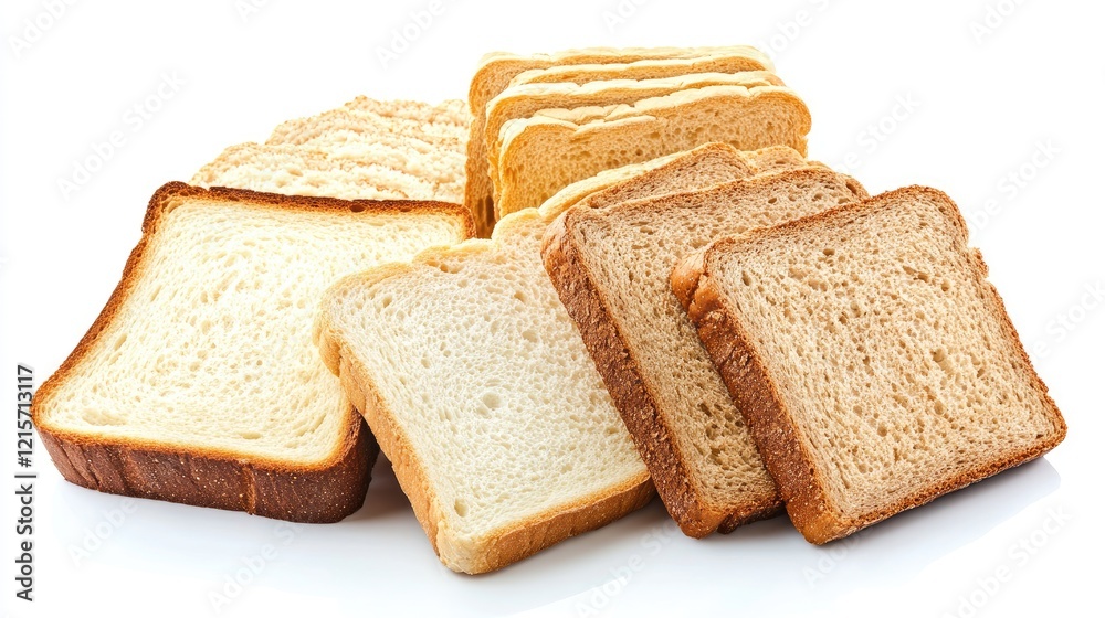Assorted Freshly Sliced Bread Varieties on a Clean White Surface Assorted Freshly Sliced Bread Varieties on a Clean White Surface