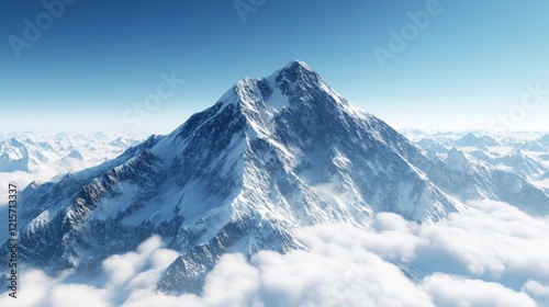 Wallpaper Mural Majestic snow-capped mountain peak against clear blue sky Torontodigital.ca