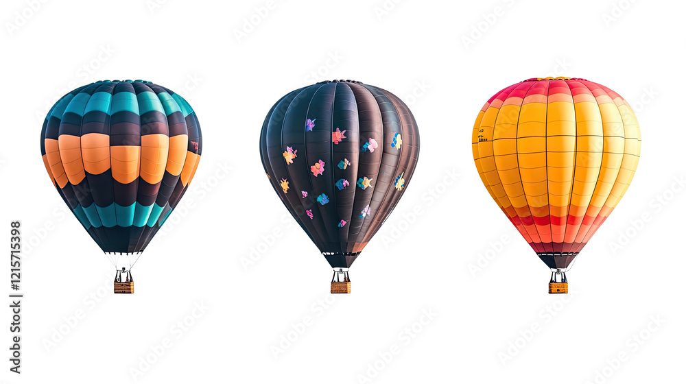 Fototapeta premium Colorful Hot Air Balloons in Various Patterns and Hues Generative AI