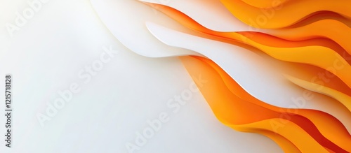 Abstract orange wave pattern with layered curves on a light background and copy space for text insertion.