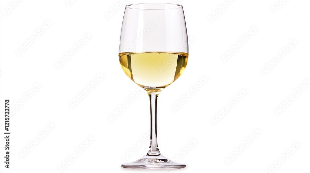 Elegant white wine glass on a pristine white background showcasing the clarity and color of the wine, perfect for dining and celebration themes. Elegant white wine glass on a pristine white background showcasing the clarity and color of the wine, perfect for dining and celebration themes.