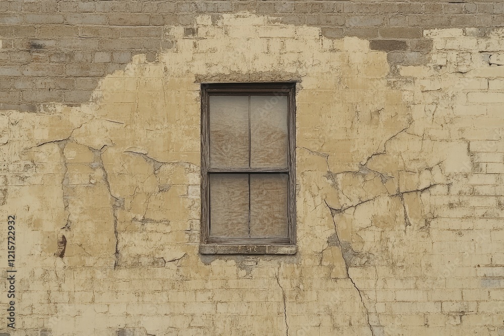Distressed Brick Wall with Old Window Texture Photo Distressed Brick Wall with Old Window Texture Photo