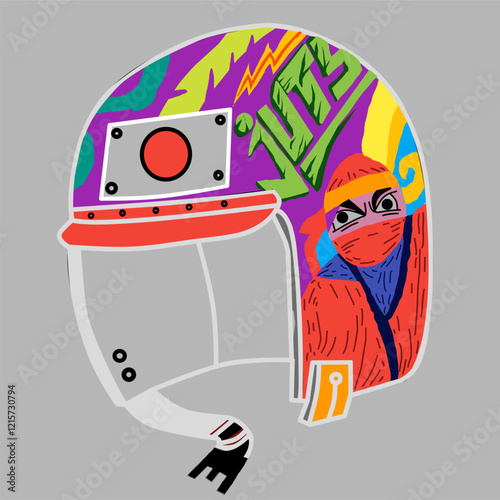 Japan helmet with mural picture