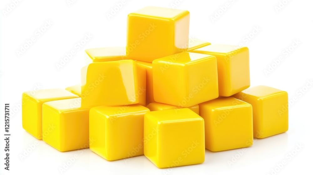 Stacked Yellow Building Blocks on a White Background Ideal for Educational or Creative Concepts in Design and Play Activities Stacked Yellow Building Blocks on a White Background Ideal for Educational or Creative Concepts in Design and Play Activities