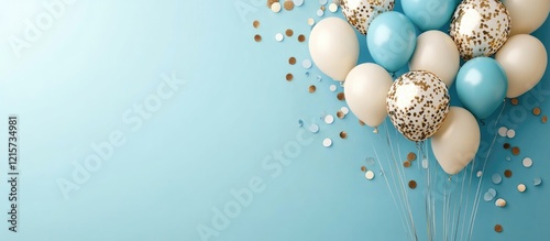 80th Birthday Party Celebration with Colorful Balloons and Empty Space for Personalized Text and Greetings photo