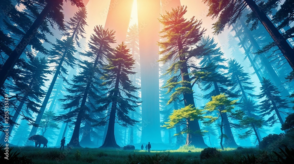 Obraz premium forest, blue, mysterious