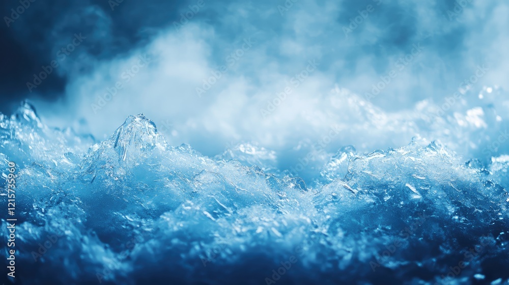 Fototapeta premium Minimalist icy blue backdrop with copyspace for text Ideal for fashion concepts or winter-themed designs. Snowy texture for elegance.