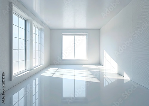 Minimalist White Room Photography: Soft Light, Shadow, Interior Design, White Wall, White Floor, Window Light, Architectural Photography