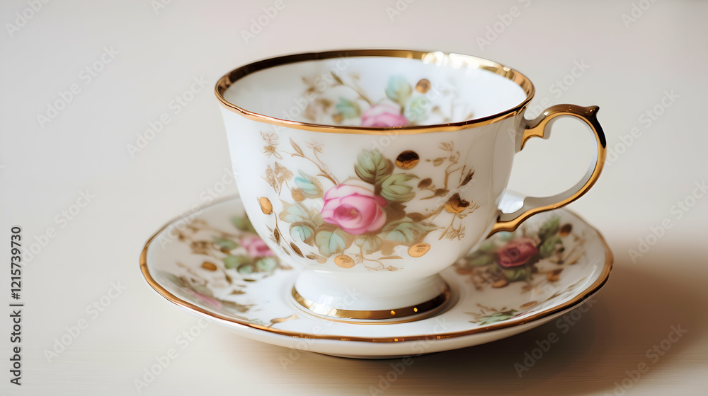 Elegant Floral Teacup and Saucer Set Elegant Floral Teacup and Saucer Set