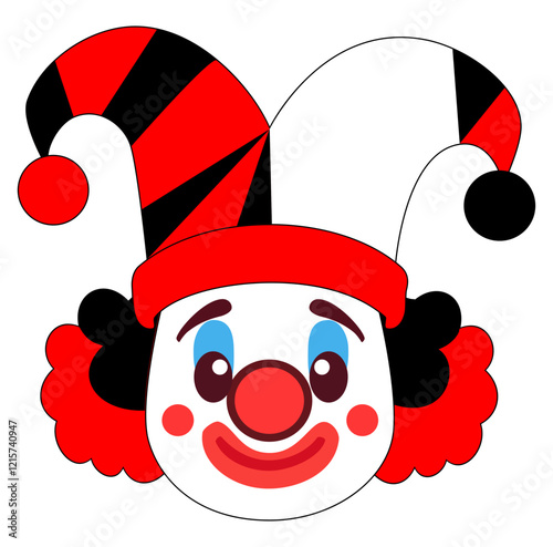 Cartoon Smile Clown Head Vector Illustration