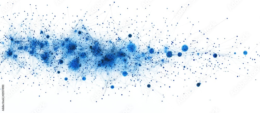 Obraz premium Abstract Blue Dots Network Distribution Design Featuring Open Copyspace for Custom Text and Branding Elements