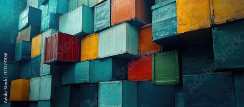 Abstract background of stacked shipping containers showcasing global logistics and supply chain with space for text and creative designs photo