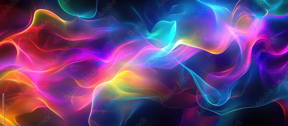 Abstract Vibrant Neon Waves Background With Smooth Flowing Colors And Space For Text Or Graphics Abstract Vibrant Neon Waves Background With Smooth Flowing Colors And Space For Text Or Graphics