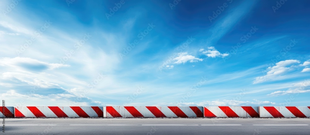 Abstract Industrial Background Featuring Barricade Against Clear Blue Sky with Space for Text Replacement Abstract Industrial Background Featuring Barricade Against Clear Blue Sky with Space for Text Replacement