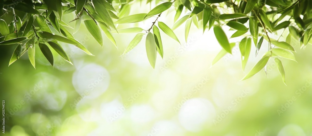 Lush Bamboo Grove with Soft Focus Background and Empty Space for Text Overlay Lush Bamboo Grove with Soft Focus Background and Empty Space for Text Overlay