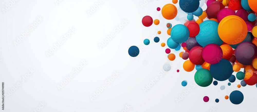 Colorful abstract design featuring vibrant circles on a light background with ample space for text and creative presentations. Colorful abstract design featuring vibrant circles on a light background with ample space for text and creative presentations.