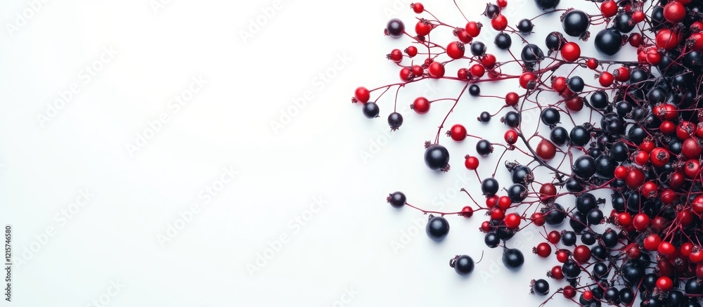 Vibrant red and black berry arrangement on a clean background ideal for showcasing text or design elements Vibrant red and black berry arrangement on a clean background ideal for showcasing text or design elements