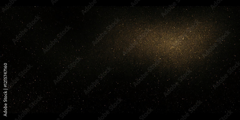Obraz premium Golden dust particles floating, dark background, cosmic effect, design overlay