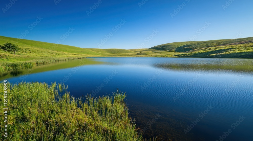 Serene Mountain Lake Reflection in Summer Serene Mountain Lake Reflection in Summer