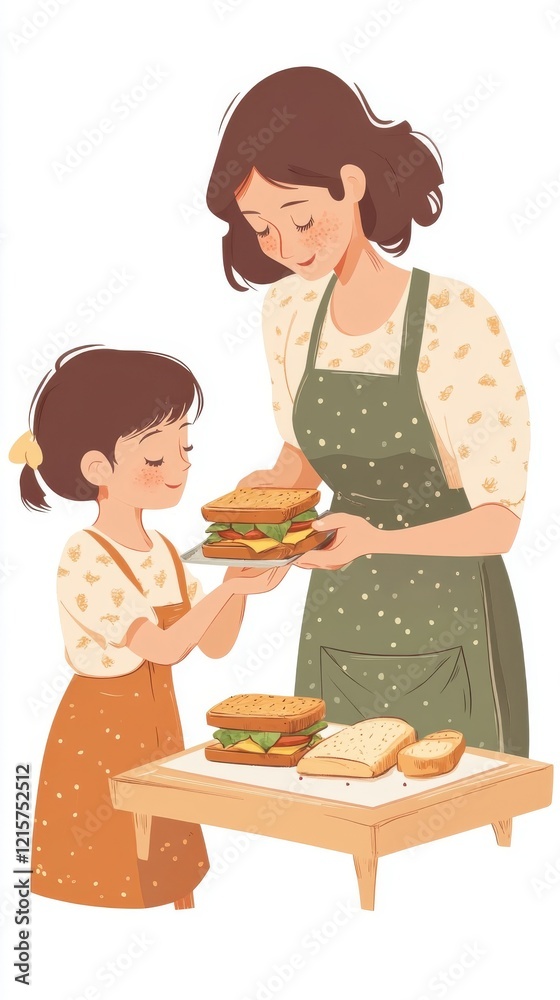 Mother and Daughter Sharing Delicious Sandwiches Together Mother and Daughter Sharing Delicious Sandwiches Together