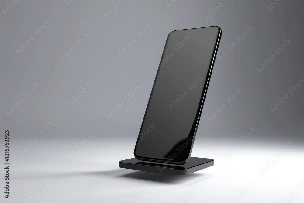 Modern Smartphone on Stand in Minimalistic Setting, Perfect for Technology Displays, Product Showcases, and Digital Marketing Content