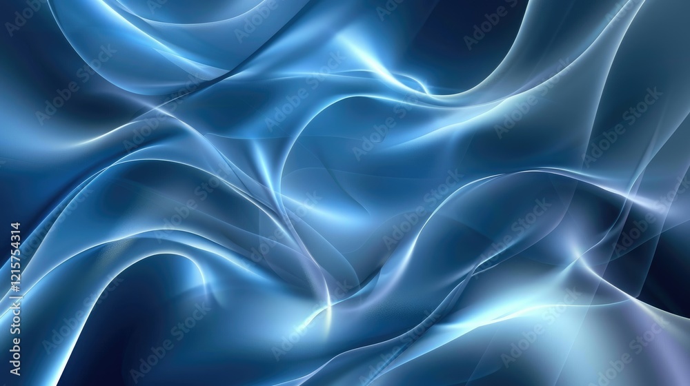 Obraz premium A smooth, flowing abstract design in shades of blue, evoking calmness and fluidity.
