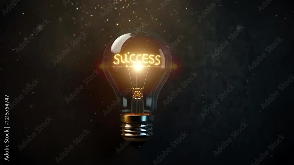 The light bulb lights up with the word 