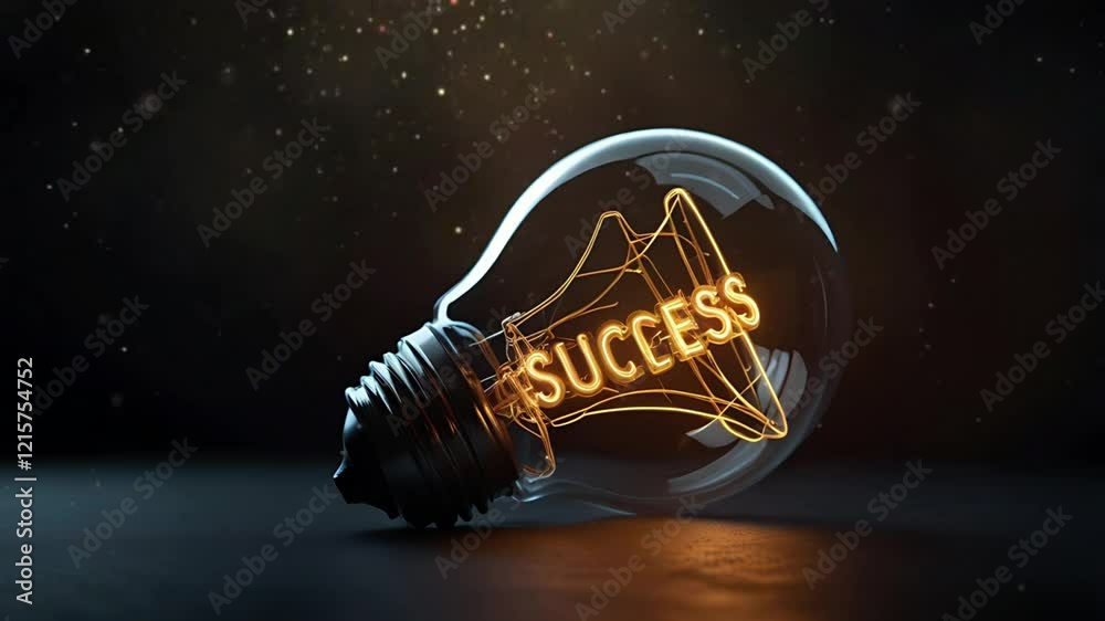 The light bulb lights up with the word 