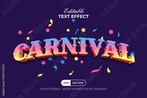 Carnival Text Effect 3D Gradient Color Style. Editable Text Effect.