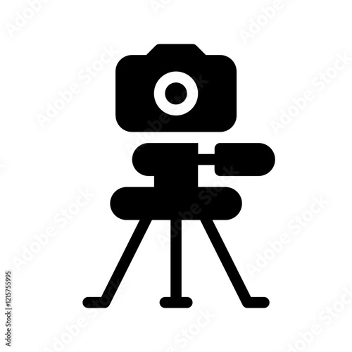 Animated tripod camera Glyph mounted on threelegged stand. Perfect for photography equipment advertisements, online tutorials, and blog posts about camera gear.
