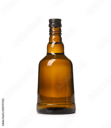 Empty brown glass bottle wi...