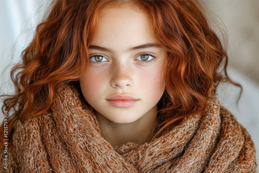 Fiery Beauty: Red Haired Woman Poses for the Camera Fiery Beauty: Red Haired Woman Poses for the Camera