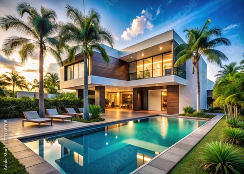 Modern Two-Story Dream Home  Pool  Palm Trees  Luxury Architecture