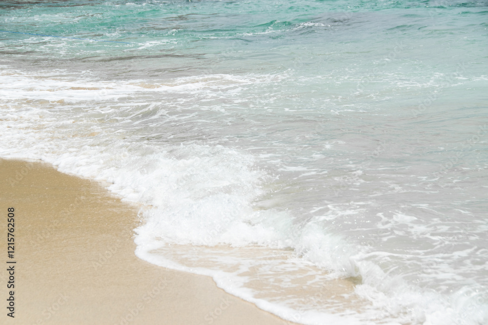 Waves of turquoise water Beach. Beautiful sandy beach and blue sea waves Waves of turquoise water Beach. Beautiful sandy beach and blue sea waves