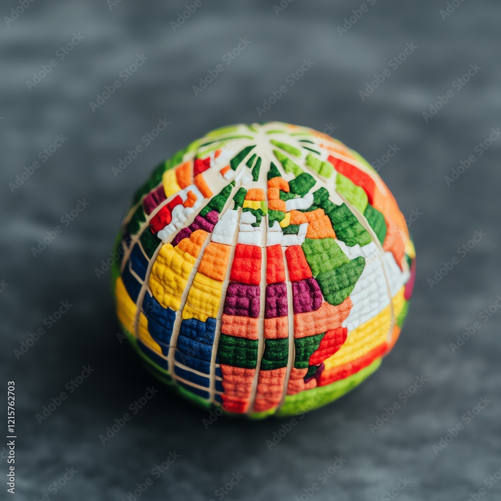 Colorful puzzle globe on dark background Colorful puzzle globe on dark background