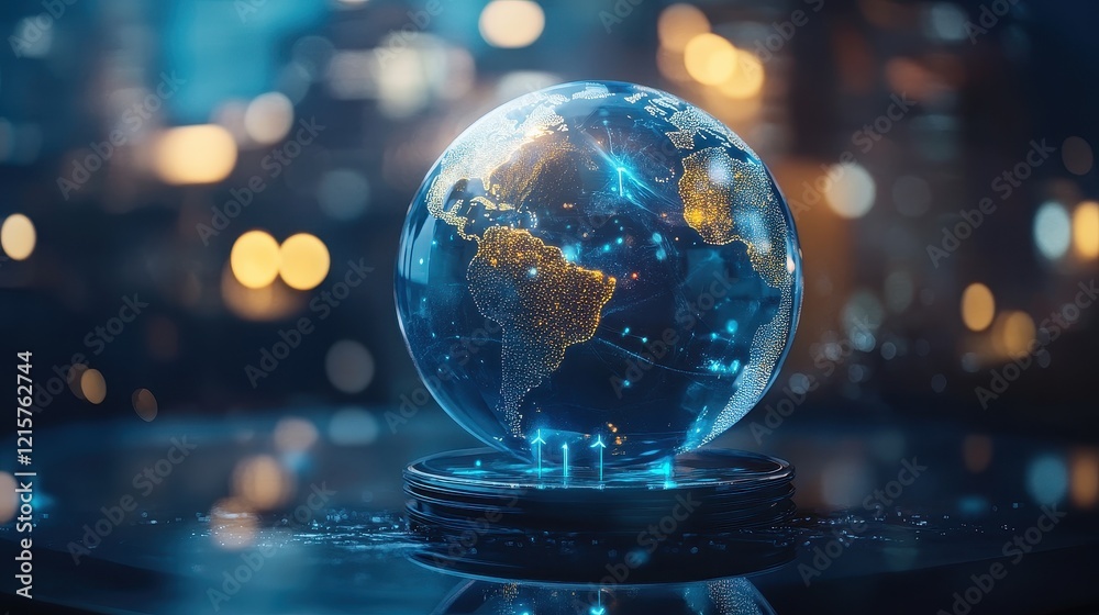 A miniature earth powered by glowing renewable energy icons, sustainability and environmental awareness concept. A miniature earth powered by glowing renewable energy icons, sustainability and environmental awareness concept.