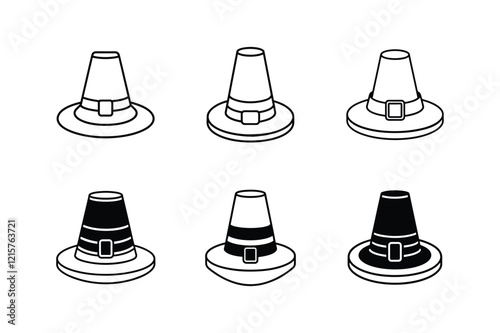 pilgrim hat vector line art illustration