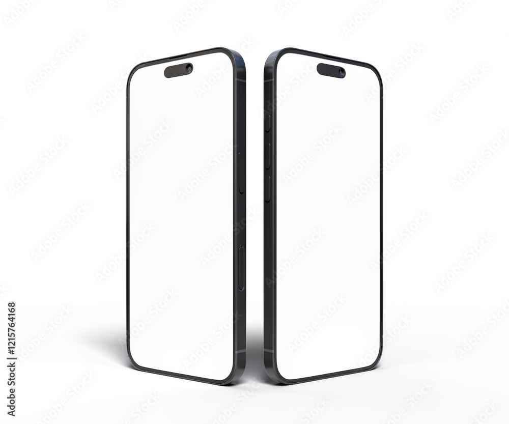 Realistic Smartphone with blank screens display isolated on background. Mobile phone digital mockups template for presentation branding, ads, banner, UI, UX interface, website, gadget presenting Realistic Smartphone with blank screens display isolated on background. Mobile phone digital mockups template for presentation branding, ads, banner, UI, UX interface, website, gadget presenting