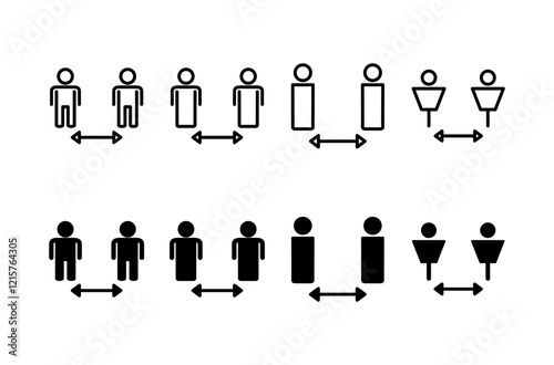 Social distancing icon vector isolated on white background. Keep distance sign. Coronavirus. Social Distancing and Self Quarantine.