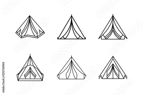 tent icon vector line art illustration