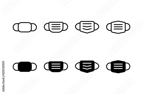 Mask icon vector isolated on white background. Man face with mask icon. Safety breathing masks. Industrial safety N95 mask. Medical mask vector icon.