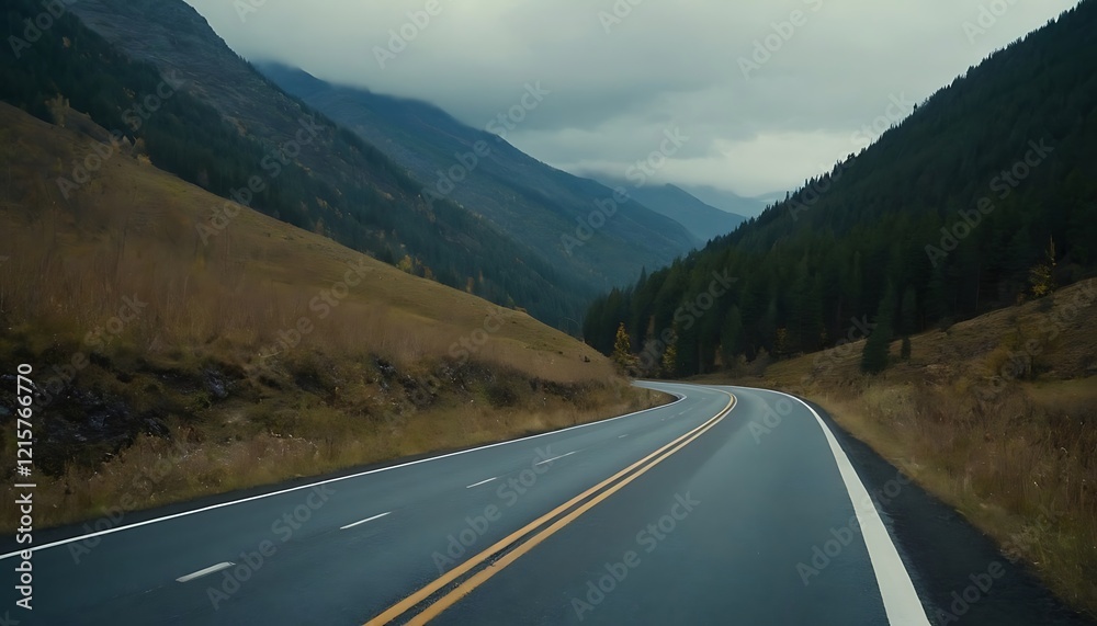 Fototapeta premium Scenic Curvy Road in the Mountains for Adventurous Journeys. 8