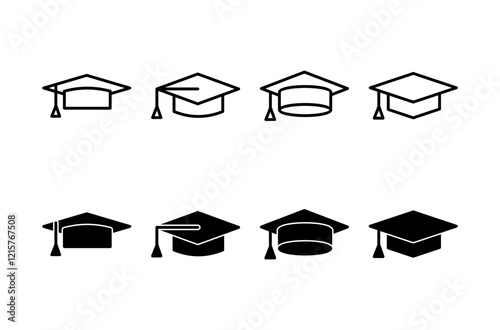 Education icon vector isolated on white background. Graduation cap icon. Graduate. Students cap